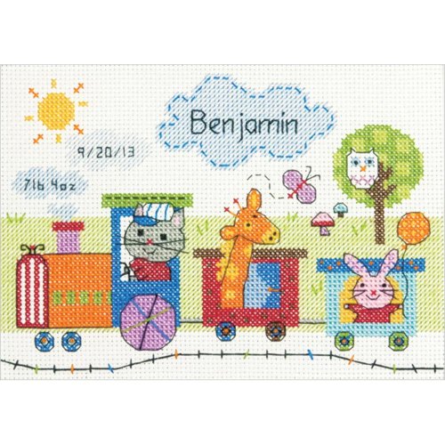 (image for) Mini Train Birth Record Cross Stitch Kit